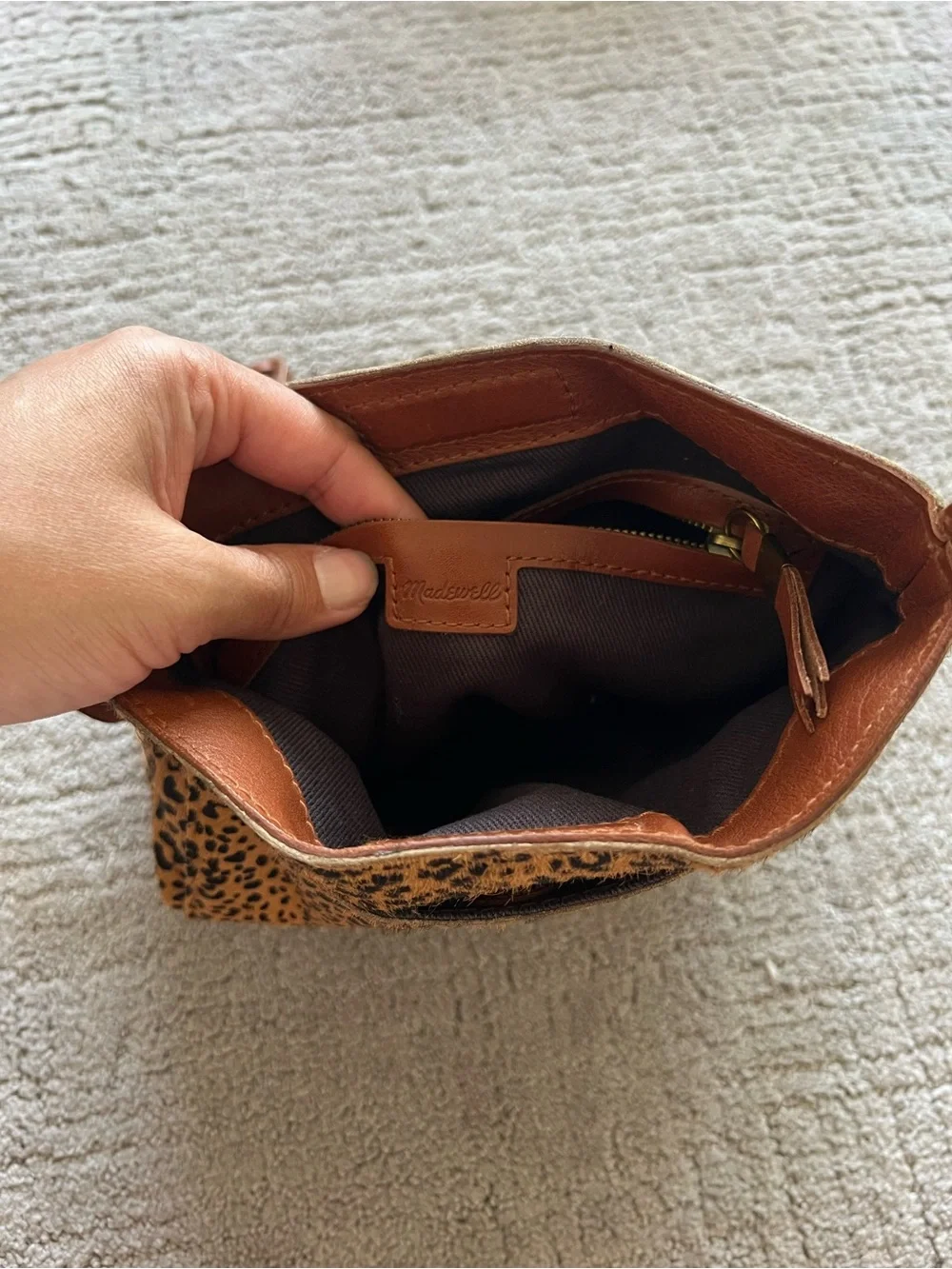 Madewell The Slim Brooklyn Crossbody Bag, Mini Leopard Calf Hair
